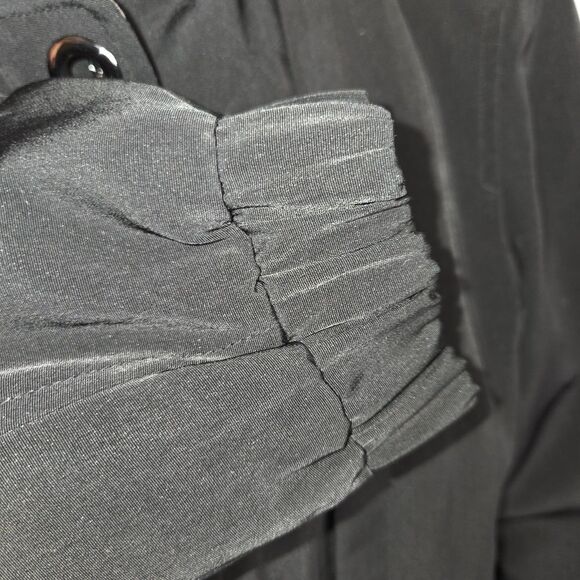 Fleet street womens black hooded rain coat soft shell jacket Coat size PM Petite - Picture 6 of 14